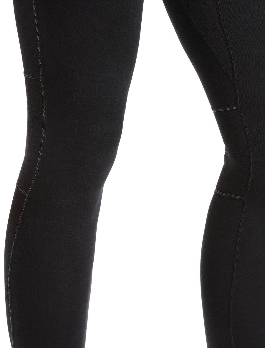 Men's Icebreaker BodyfitZone™ Merino 200 Zone Thermal Leggings Base Layers Black | CA 1574WNBY